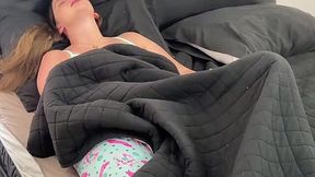 Caught busty Latina sis masturbating, helped her cum