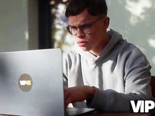 VIP4K. Nerd tries hot older twat for the first time