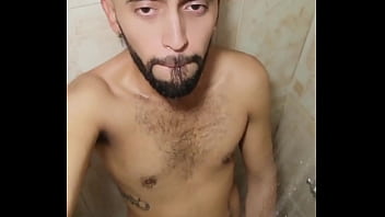 Beautiful Latino Jerking His Big Uncut Cock In The Shower Until He Cums And Eats His Own Load