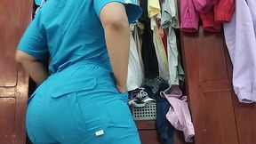 Big ass nurse filmed changing clothes