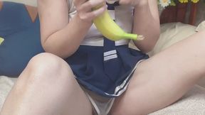 big banana fruit fucking tiny pussy nature
