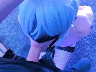 Cute Blindfolded Femboy Deepthroats Masters Schlong