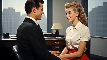 1950's Slutty Secretary Office Affair Fantasy (Cheating Wife, Vintage, 1950s Pinup Girl, Perfect Body, Blowjob, Anal, Sexy Secretary, Office Sex) - AI Generated