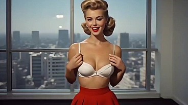 1950's Slutty Secretary Office Affair Fantasy (Cheating Wife, Vintage, 1950s Pinup Girl, Perfect Body, Blowjob, Anal, Sexy Secretary, Office Sex) - AI Generated