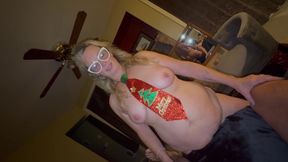 Nympho Queen Wanted a Hard Christmas Fuck, Toy in Ass, Dick in Pussy, Toy on Clit, Multiple Loud Orgasms, Cum on Pussy