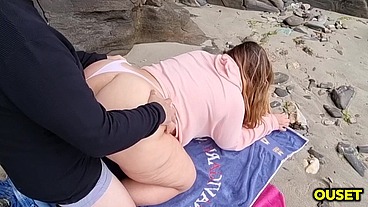 Big ass stepmother and stepson have incredible sex on the beach!