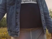 walking naked in see-through shorts