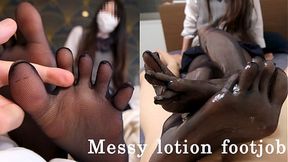 Tightly Lotioned Five-Toed Tights Make Your Dick Soaked With Foot