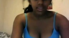 Beautiful chocolate girl on webcam flashes all she's got
