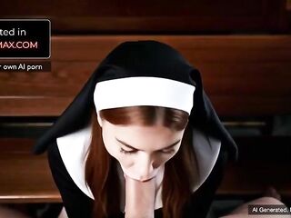 AI Gen Naughty Nun Seduces Businessman & Takes Knob Inside the Church