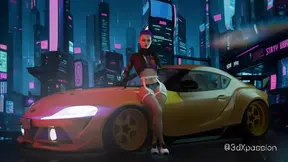 Busty street girl gets fucked in neon room