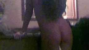My cute and sweet morena girlfriend in front of the mirror