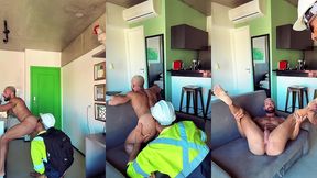 mestre da obra foi aliviar no cu do bombado da academia