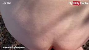 German amateur babe gets fucked with a big manhood outdoors