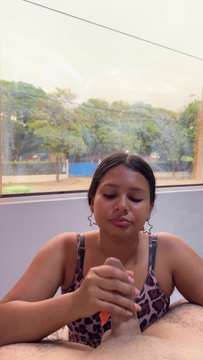 He Loves Jumping on My Cock While Everyone Walks by the Window