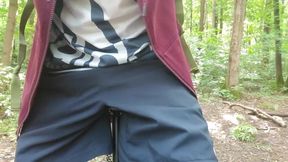 Daddy Bike Wank Big Shaved Cock Gushes Cum Dripping Woods