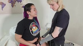 char aznable getting pegged by naughty purple haired girl