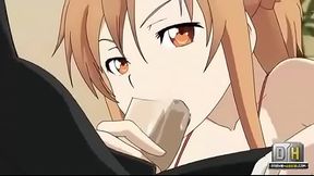Art Online Hentai Asuna is curious to taste Kirito cock