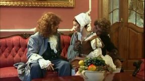 18th Century: 2 Horny Gentlemen Screw the Maid in a DP