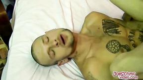 ”Big bad boy Jarvis gets a big white hard cock in his mouth”