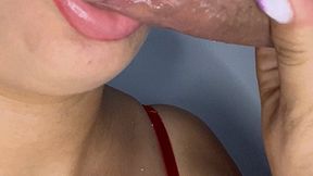 Close-Up Lip Fetish Blow Job