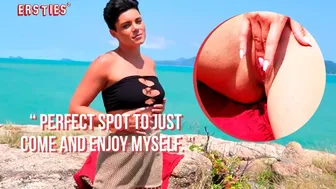 Lou H rubs her clit and squirts outdoors under the blue sky in public
