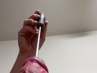Inserting screwdriver in my big white rods urethra