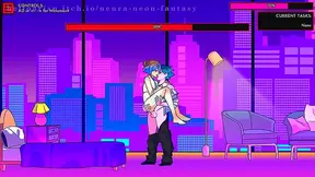 Neon Dreams: Cute Anime Girl Seduces in Fiery Night Encounter