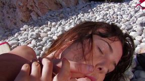 Holiday Fuck - a Busty Brunette Fucks Hard in Cave Until She Screams