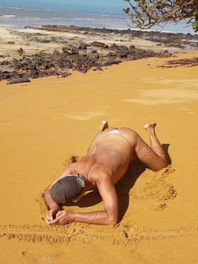 Ladysilva Crossdresser Showing off Her Hot Ass in Panties on the Beach