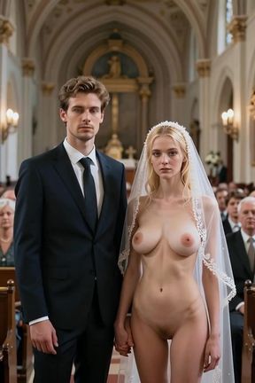 Bride-to-be shows off her naked body in a funny pose