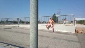 Muscular hunk jackin off in public caught masturbating outdoors