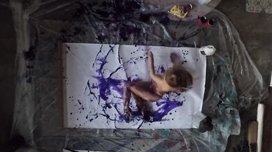 High heels hot artist body painted into a goddess gets worshiped