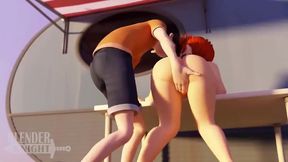 3D Hentai Babe Masturbates Seductively On The Rooftop
