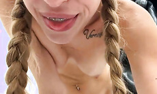 Blonde with Pigtails Masturbates with Pink Toy on Cam