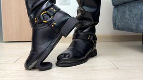 The leather boots were completely destroyed. Lia destroyed the new boots by ripping them, breaking them, and wrecking them.