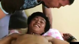Asian Twinks - Knee High Socks Fetish & Footjob From Daddies Perspective