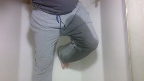 Hot guy pees in the shower and moans with desperation