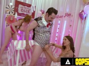 OOPSIE - PAWG Redhead MILF & Hot Brunette Have ROUGH THREESOME With Pervert Salesman At Wedding Expo