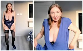 Mature Curves in Motion: a Seductive Strip Dance in Lingerie, Stockings & Heels