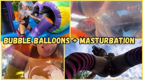 Bubble balloons + masturbation + squirting