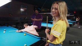 Naughty Blonde Spinner Takes Deep Dicking In The Pool Hall