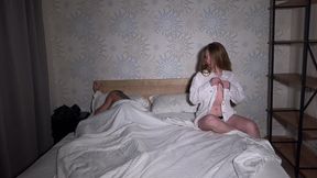 Cuckold watches his stepfather fuck his cheating new girlfriend in front of him