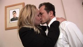 Blonde MILF fingers herself before gets wild fucking