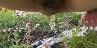 Risky pee outside compilation at the nature