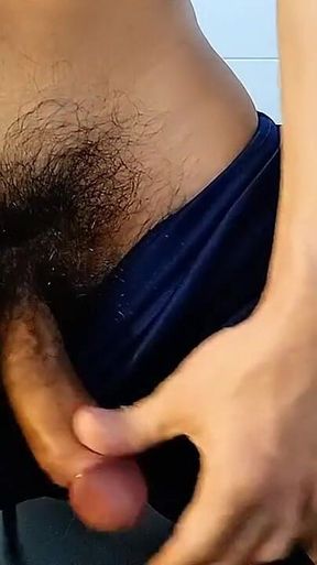 Navy Soccer Shorts Post Workout Musk Bathroom Gooning Ended with Cumshot in Shorts