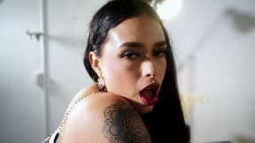 sexy brunette girl with a big tits fucks with a guy with a good and delicious dick