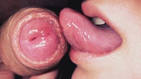 Slipping my wet tongue between his thick cock&#x1F32D;'s helmet, savoring his jizz.