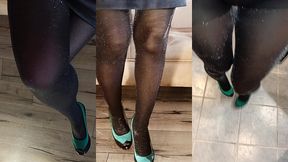 peed twice in shiny pantyhose