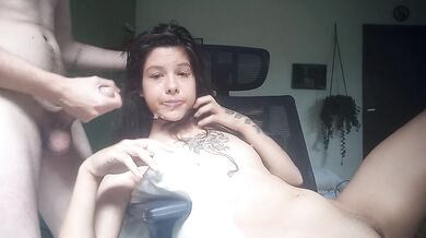 I made my little slut choke on my cock, she always asks for more